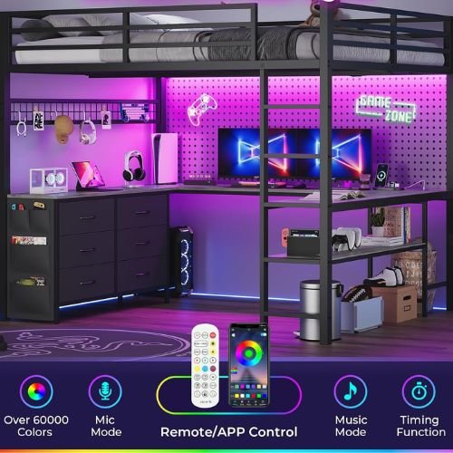 ADORNEVE Full Loft Bed with U-Desk & Storage Drawers - Image 3