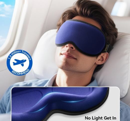 FACEMOON Weighted 3D Contoured Sleep Mask - Navy Blue - Image 5