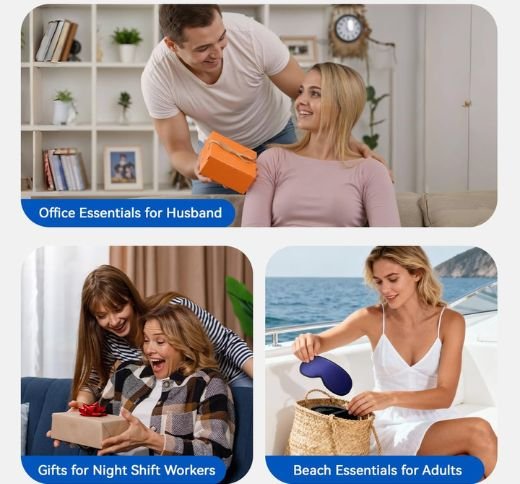 FACEMOON Weighted 3D Contoured Sleep Mask - Navy Blue - Image 4