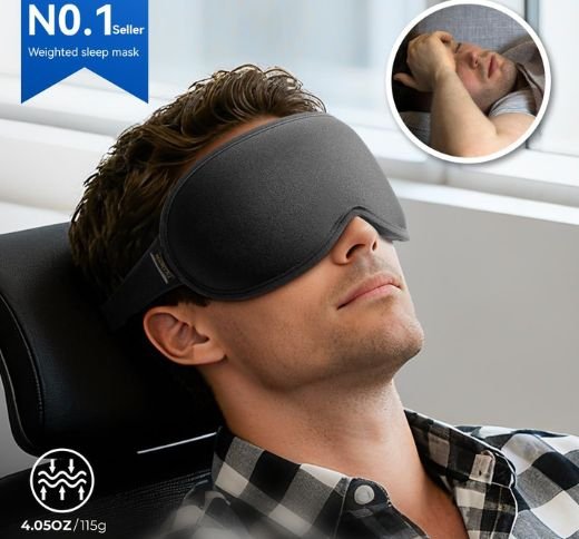 FACEMOON Weighted Blackout Sleep Mask for Eye Strain Relief - Image 4
