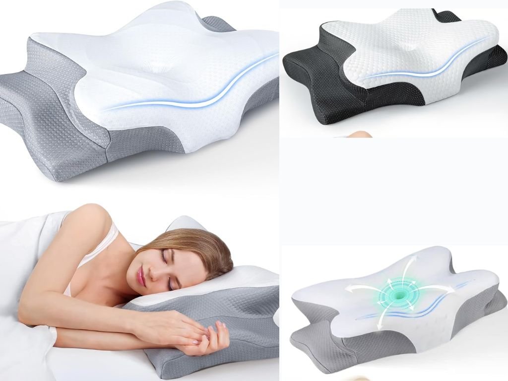 What materials are used in the Ultra Pain Relief Cooling Pillow for ergonomic support