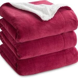 Bedsure Queen Sherpa Fleece Blanket Red