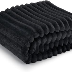 Bedsure Ultra Soft Black Fleece Throw Blanket