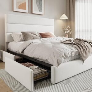 Queen Velvet Storage Bed Frame with Drawers