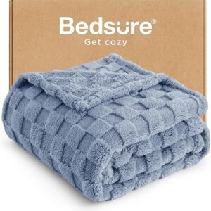 Bedsure Ashley Blue Checkered Throw Blanket