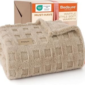 Bedsure Cozy Tan Fleece Throw Blanket