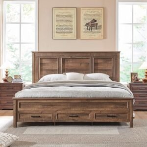 Farmhouse Queen Bed Frame with Storage Drawers