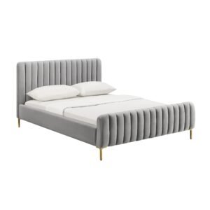 Glam Angela Velvet Bed with Gold Legs