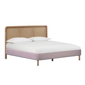 Kavali Velvet and Cane Bed for Stylish Comfort