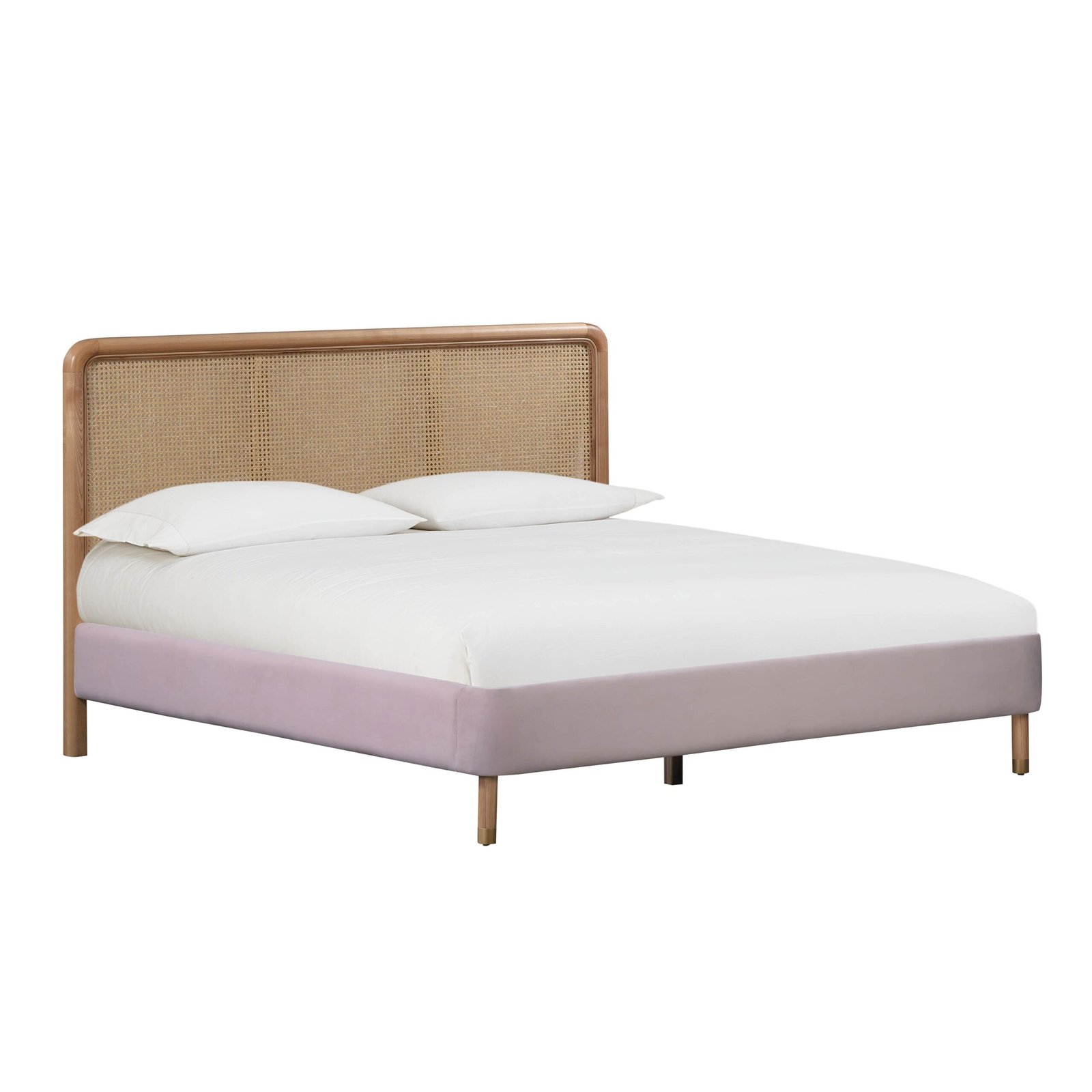 Kavali Velvet and Cane Bed for Stylish Comfort