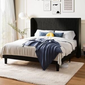 Queen Size Corduroy Velvet Bed Frame