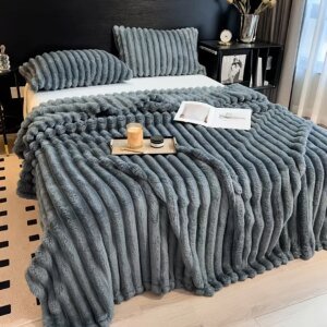 Thick Striped Flannel Multifunctional Blanket