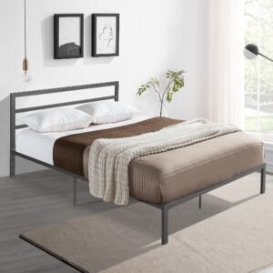Queen Metal Bed Frame Charcoal Grey