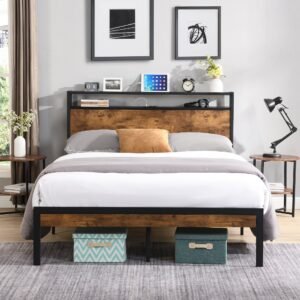 Queen Metal Platform Bed with Storage