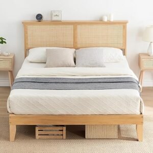 Queen Rattan Bed Frame with LED Lights