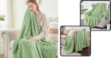 BEDELITE Fleece Throw Blanket Review: Soft, Cozy 3D Ribbed Jacquard in Sage Green