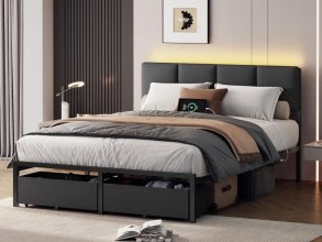 Ultimate Review: Biege Full Size Bed Frame with Storage Headboard, LED Lights & Easy Assembly